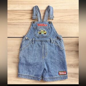 VINTAGE 90s y2k TONKA Trunk Shortall Overall Shorts Bibs Embroidered 3t